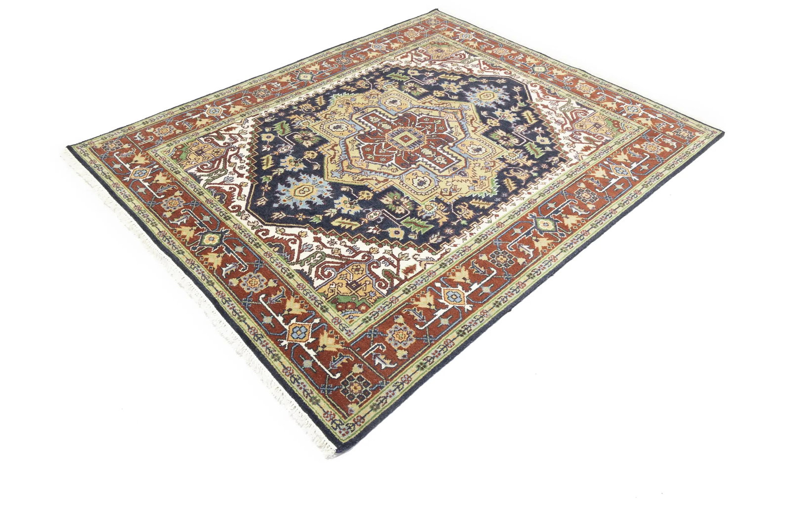 Dark Purple-navy Floral 8X10 Heriz Serapi Oriental Rug - 6