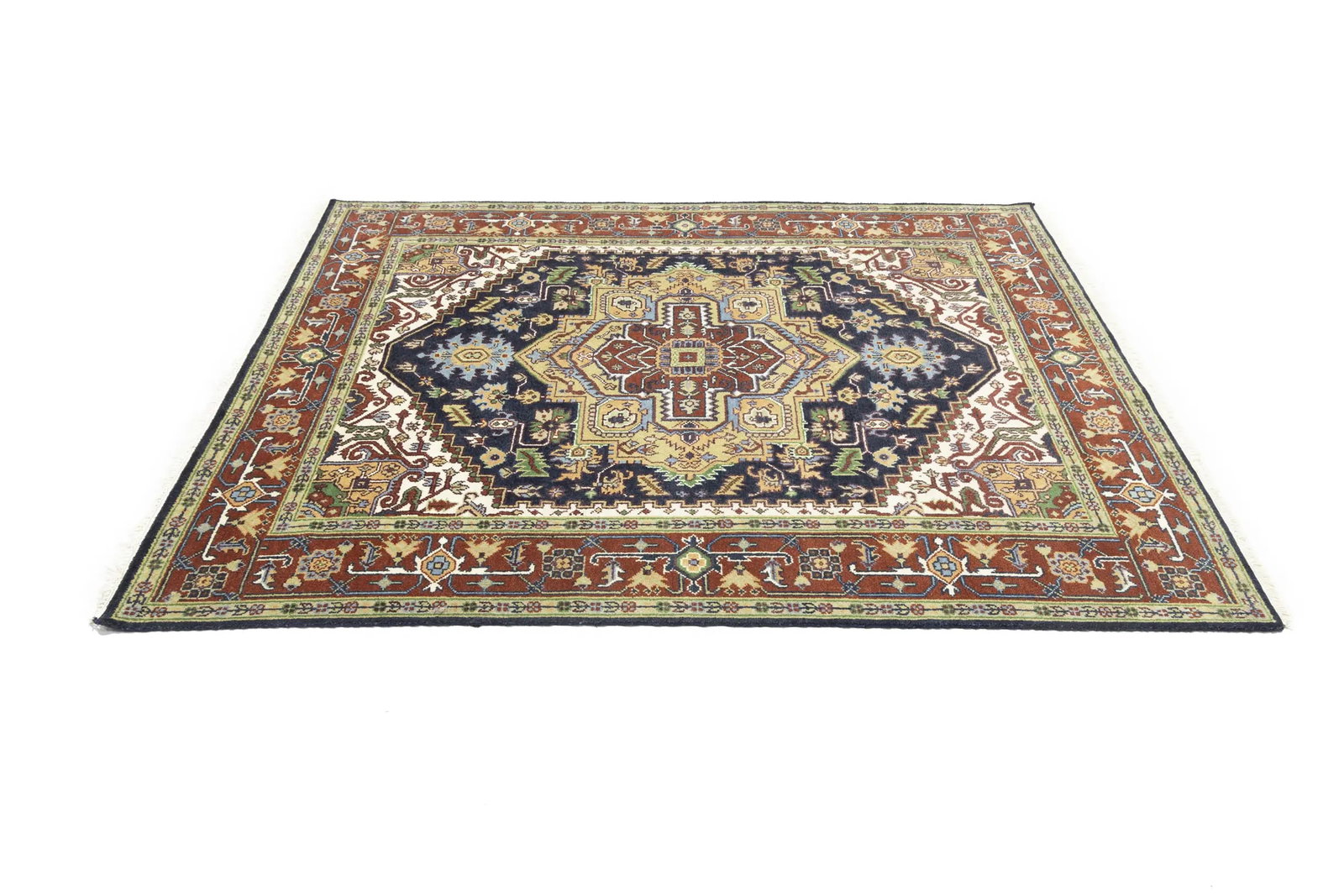 Dark Purple-navy Floral 8X10 Heriz Serapi Oriental Rug - 7