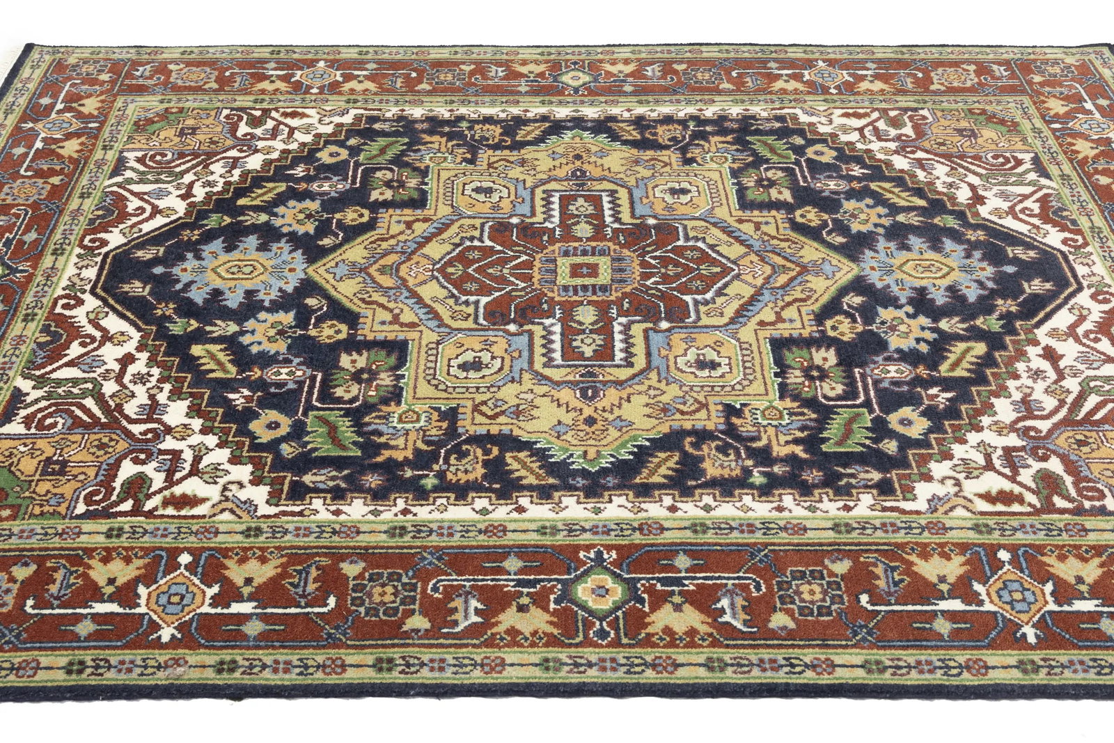 Dark Purple-navy Floral 8X10 Heriz Serapi Oriental Rug - 8