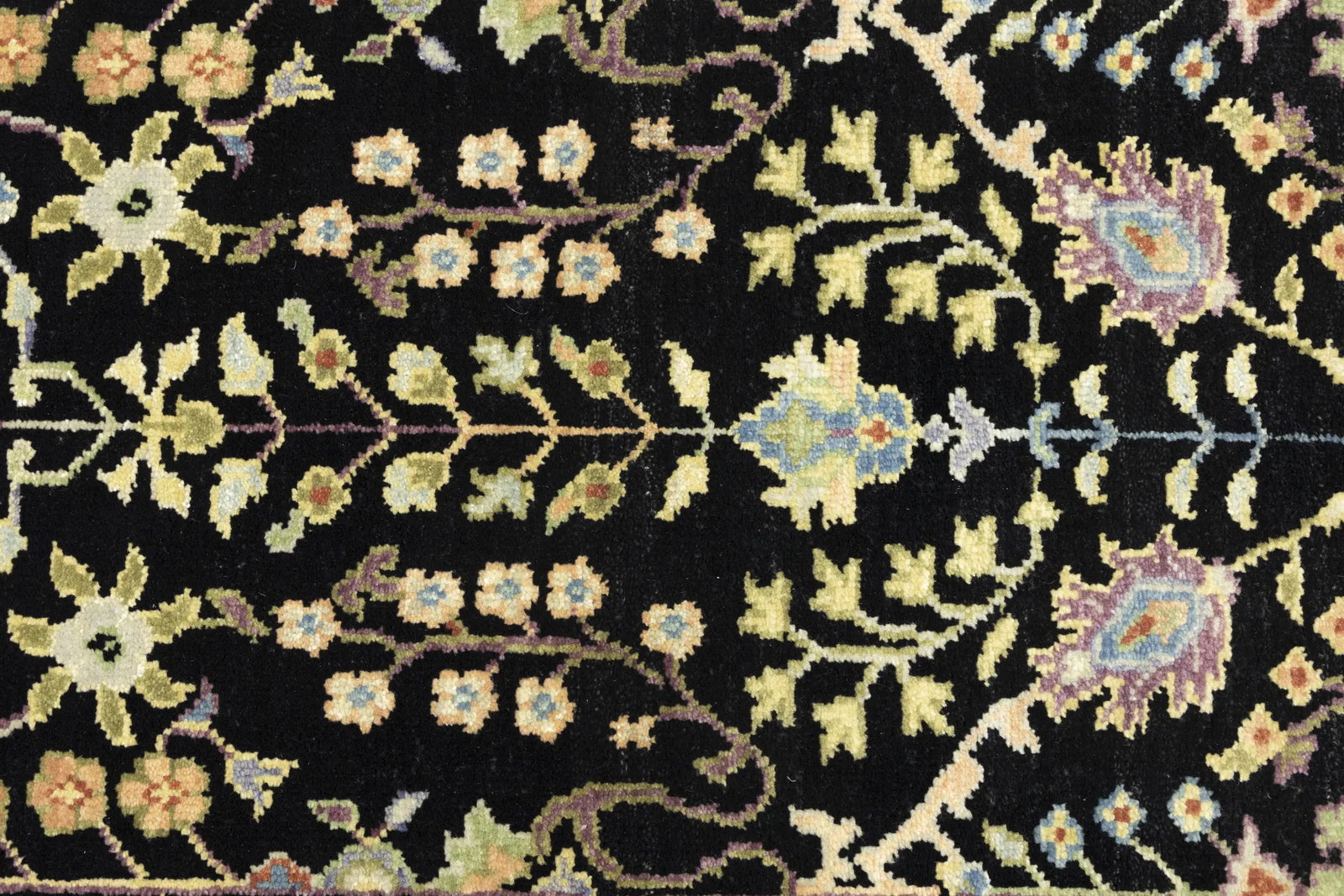 Black Floral 2'5X10'2 Osh Chobi Oriental Runner Rug - 10