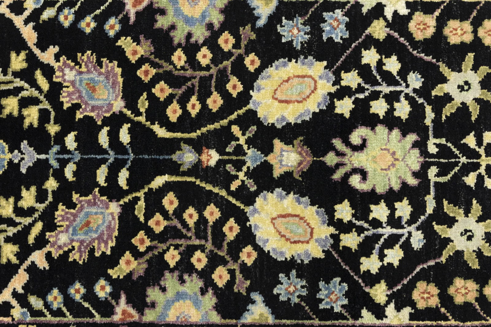 Black Floral 2'5X10'2 Osh Chobi Oriental Runner Rug - 11
