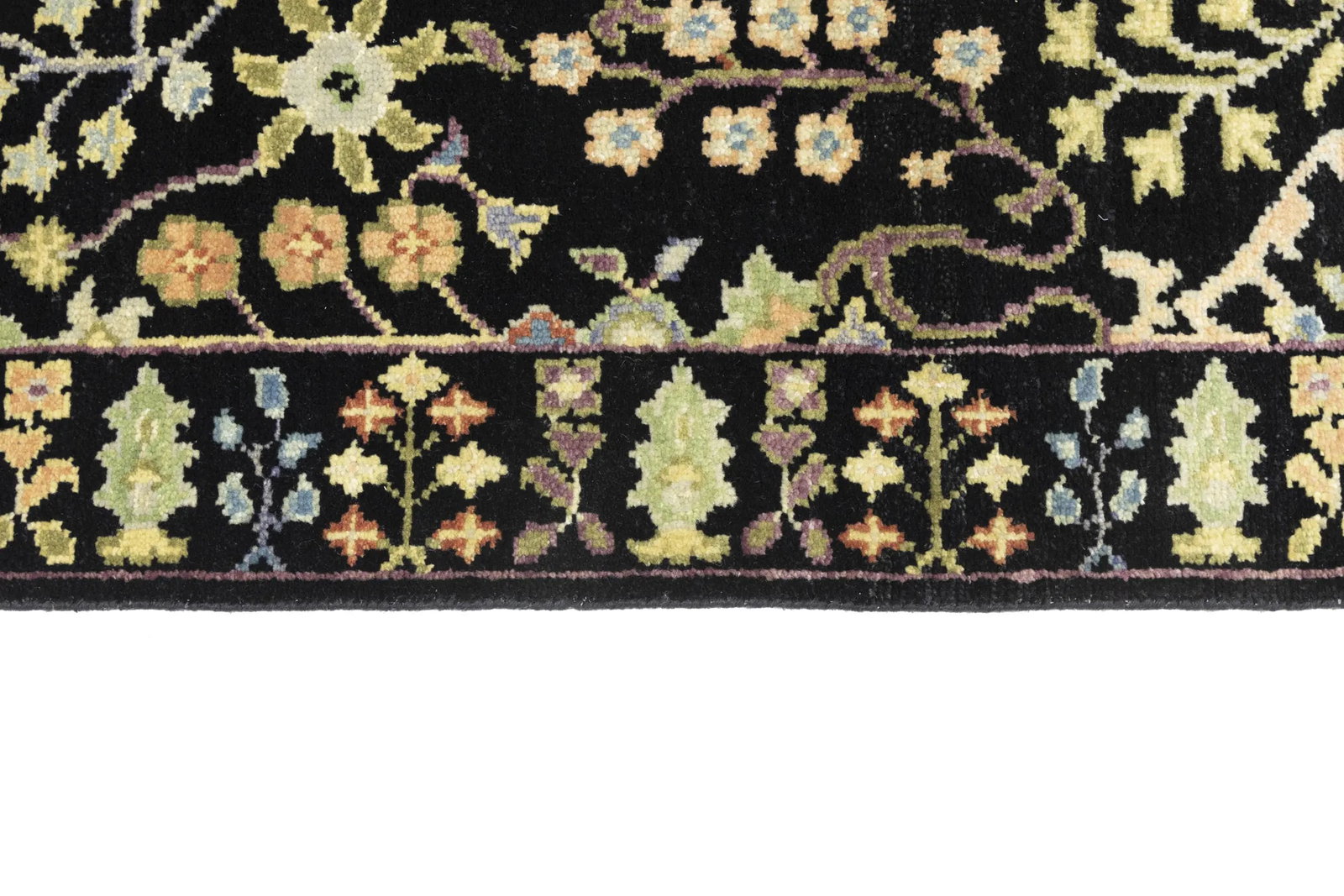 Black Floral 2'5X10'2 Osh Chobi Oriental Runner Rug - 12
