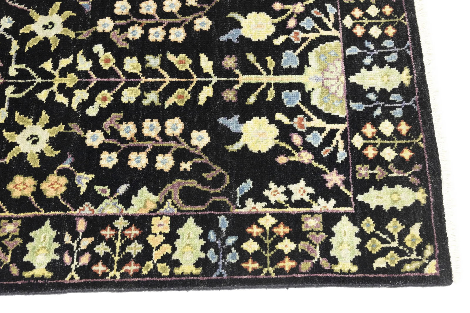 Black Floral 2'5X10'2 Osh Chobi Oriental Runner Rug - 13