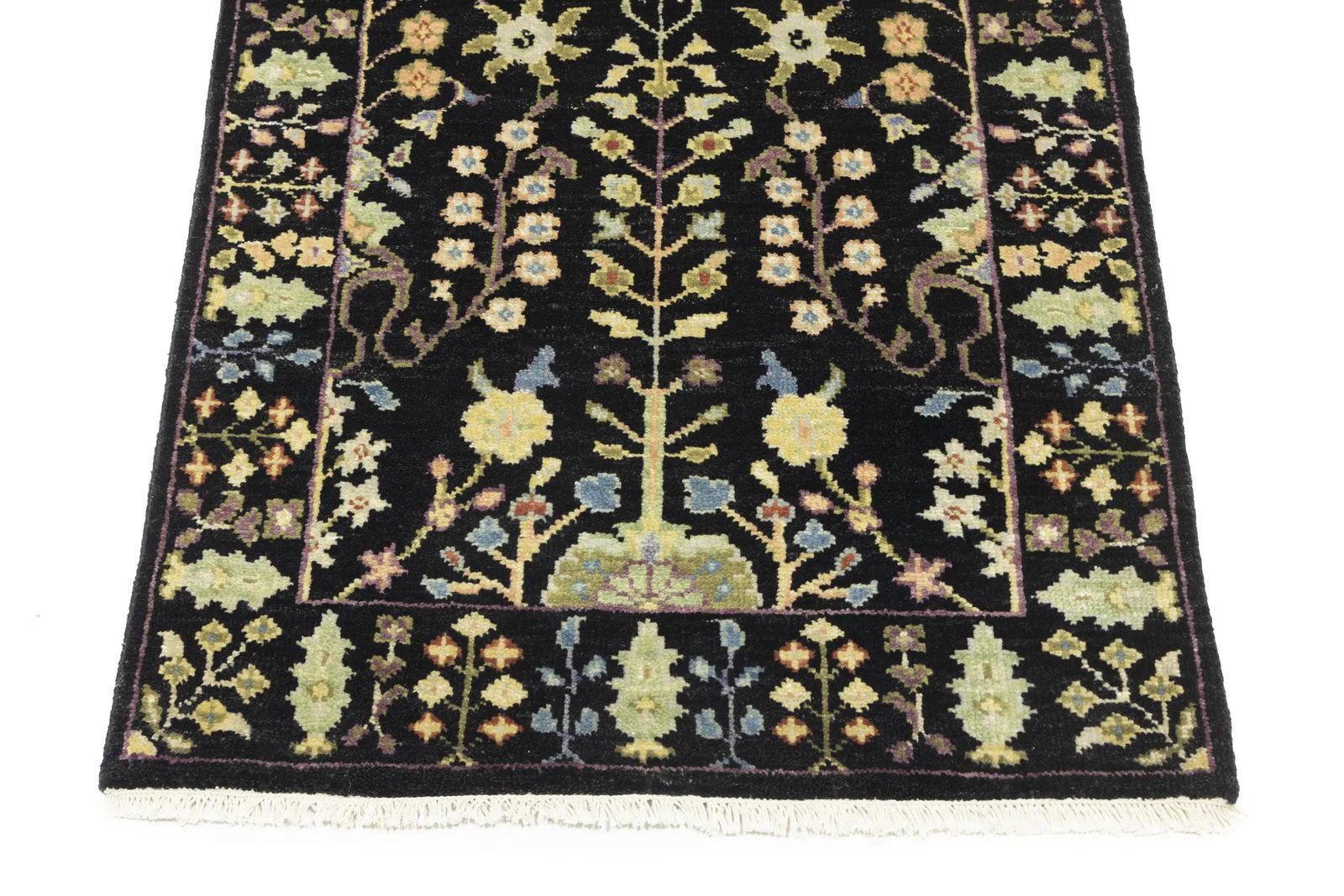 Black Floral 2'5X10'2 Osh Chobi Oriental Runner Rug - 14
