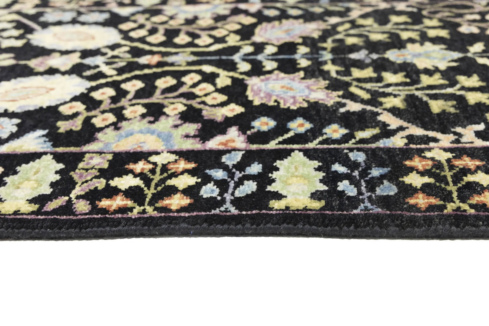Black Floral 2'5X10'2 Osh Chobi Oriental Runner Rug - 15