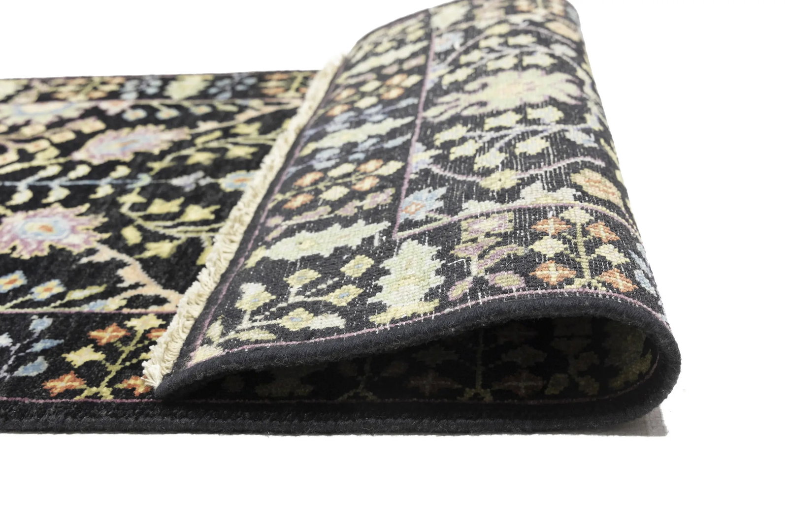 Black Floral 2'5X10'2 Osh Chobi Oriental Runner Rug - 16