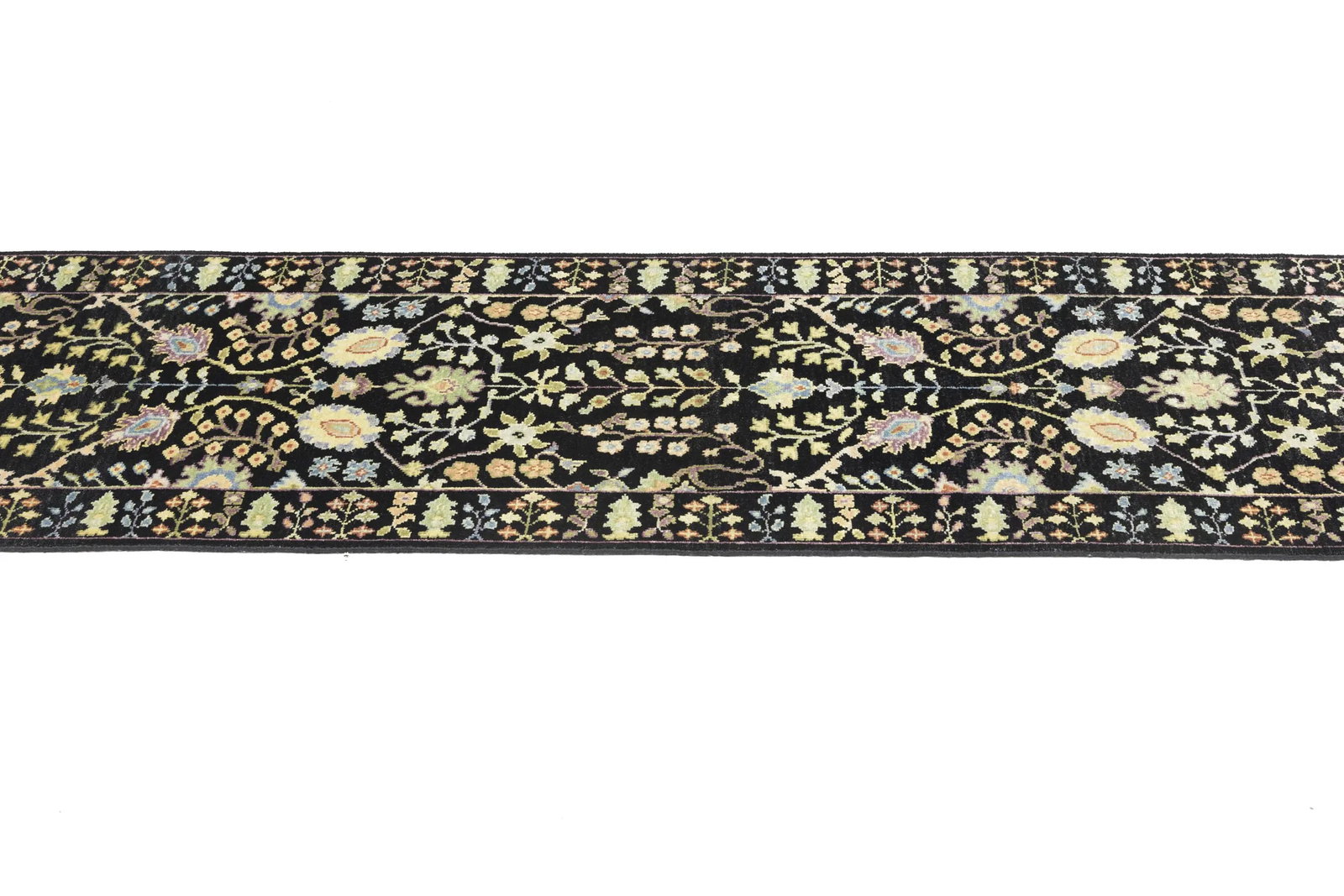Black Floral 2'5X10'2 Osh Chobi Oriental Runner Rug - 8