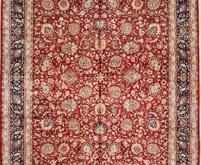 Hand Knotted Indo-Tabriz Red Wool Oriental Area Rug Carpet 11'7" x 18'2" - 3
