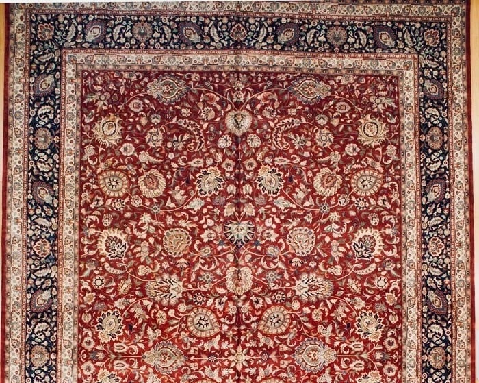 Hand Knotted Indo-Tabriz Red Wool Oriental Area Rug Carpet 11'7" x 18'2" - 4