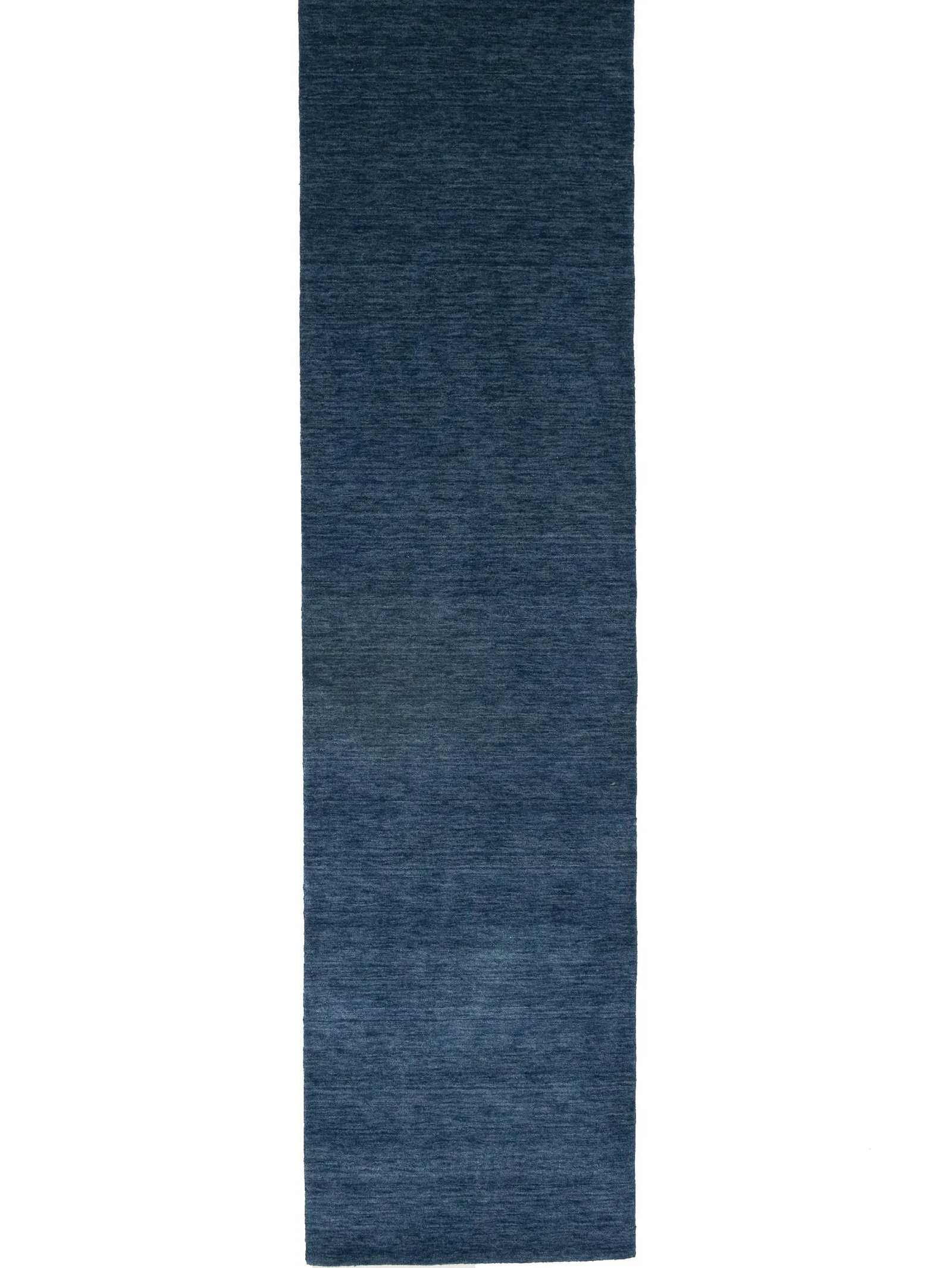 Steel Blue Modern Solid 3X10 Gabbeh Oriental Runner Rug: Title: Steel Blue Modern Solid 3X10 Gabbeh Oriental Runner Rug Description:This hand-loomed 3X10 Steel Blue Oriental Runner rug from India is characterized by a robust modern design and a rich Steel