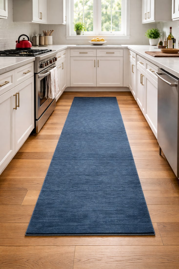 Steel Blue Modern Solid 3X10 Gabbeh Oriental Runner Rug - 2