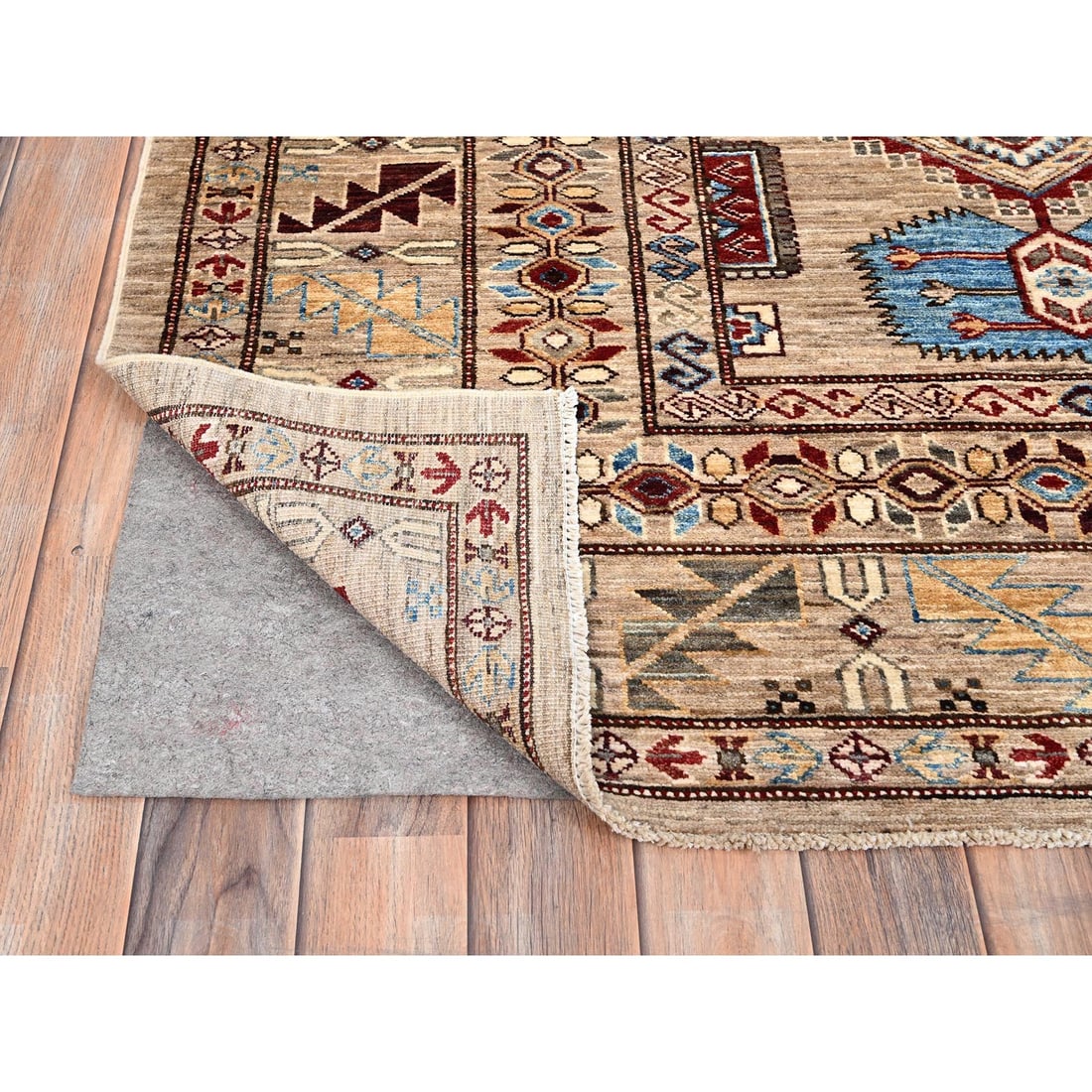 Irish Cream Brown Afghan Super Kazak Wool Hand Knotted Oriental Rug - 4