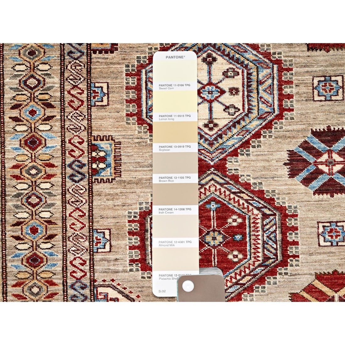 Irish Cream Brown Afghan Super Kazak Wool Hand Knotted Oriental Rug - 7