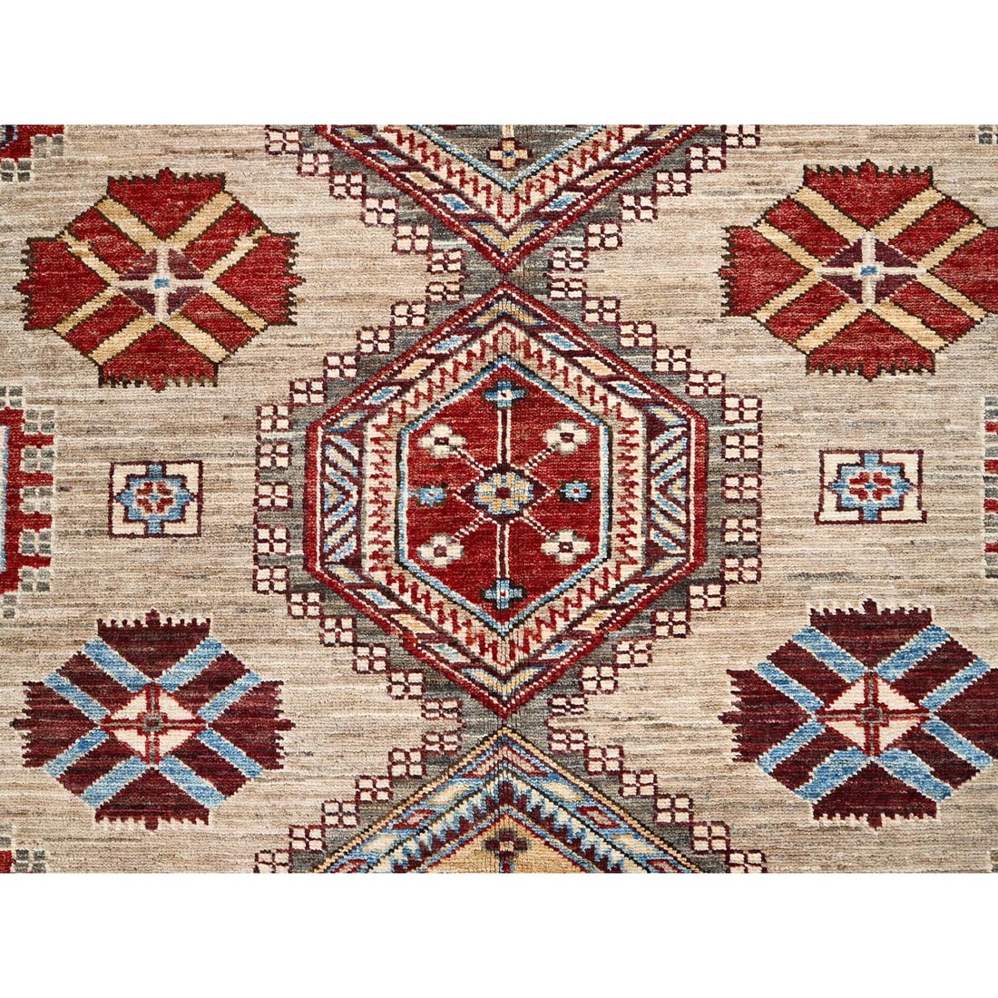 Irish Cream Brown Afghan Super Kazak Wool Hand Knotted Oriental Rug - 8