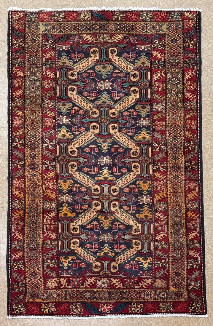 Hand Knotted Persian Azarbaijan Tribal Wool Oriental Area Rug 5'4" x 10'7": Title:Hand Knotted Persian Azarbaijan Tribal Wool Oriental Area Rug 5'4" x 10'7" Description:* Rug Number: D5 * Country of Origin: Iran * Style, Design: Persian Azarbaijan, Tribal, Geometric * Size