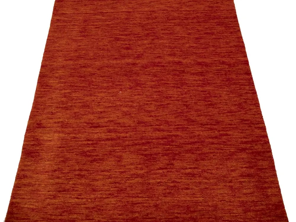 Orange Red Modern Solid 3X8 Gabbeh Oriental Runner Rug - 11