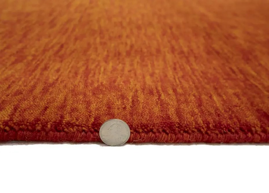 Orange Red Modern Solid 3X8 Gabbeh Oriental Runner Rug - 13