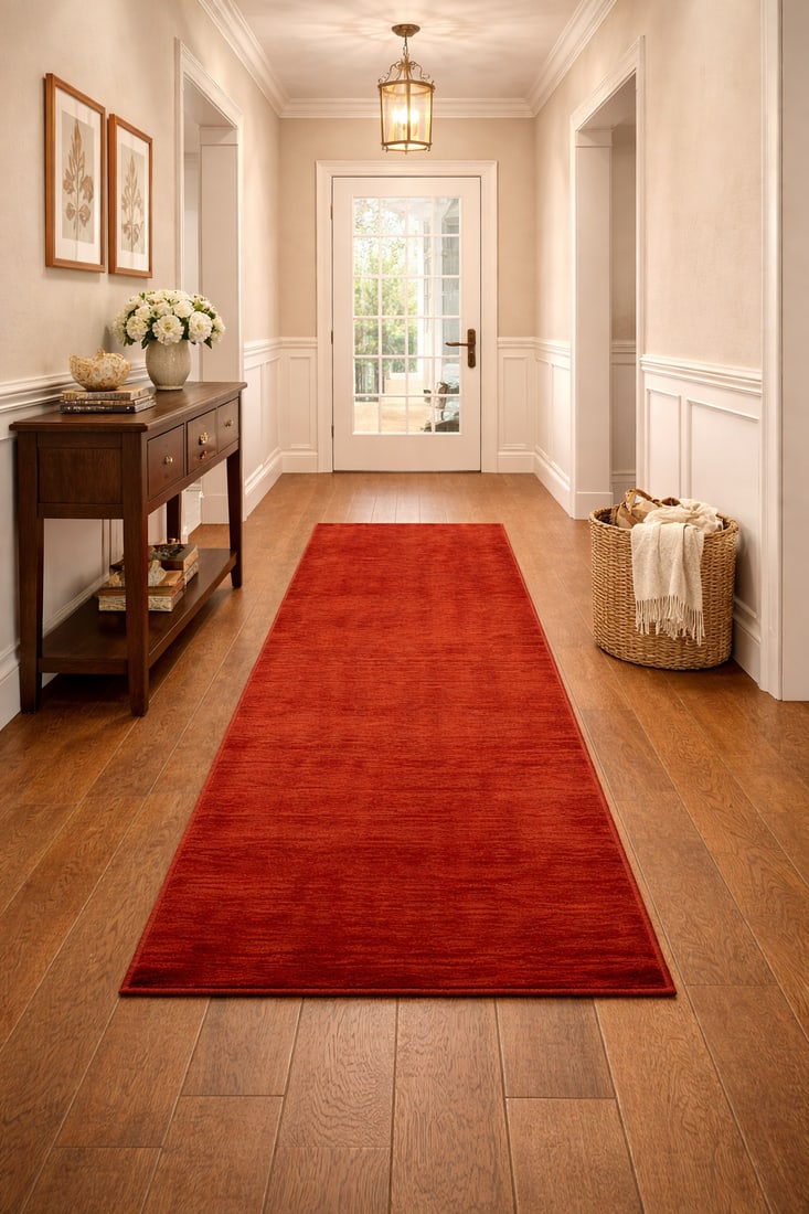 Orange Red Modern Solid 3X8 Gabbeh Oriental Runner Rug - 2