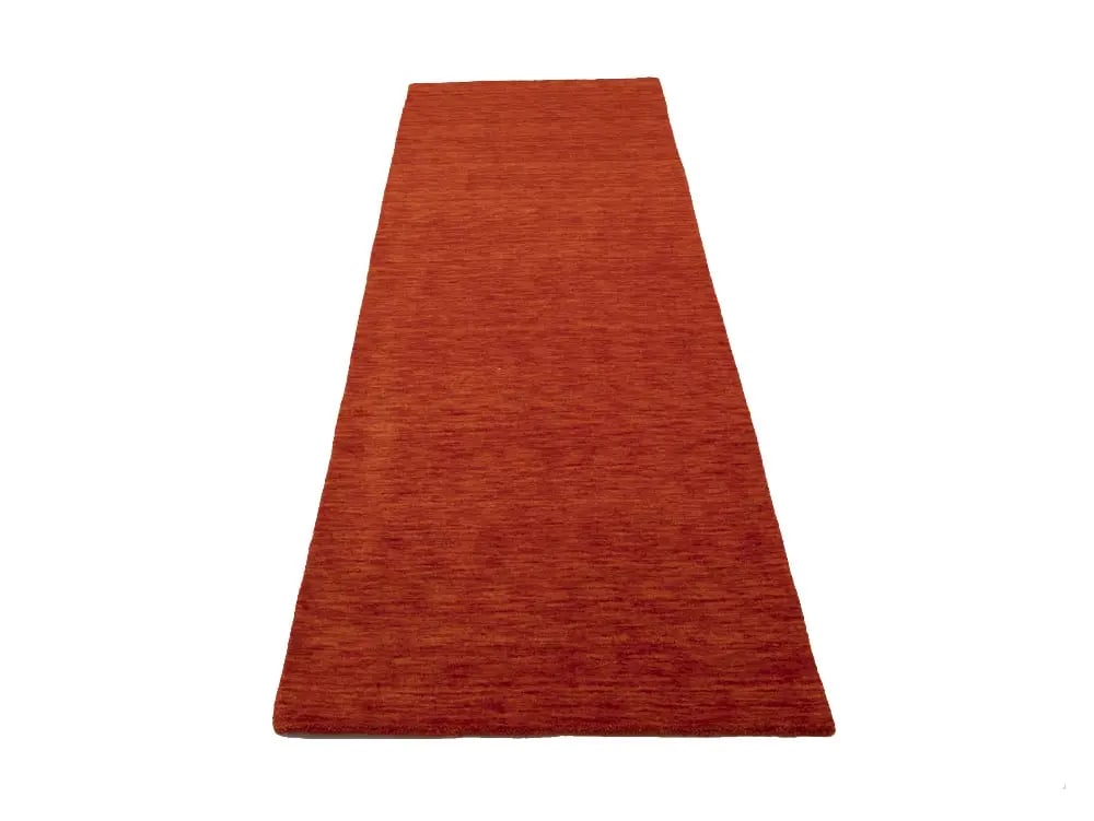 Orange Red Modern Solid 3X8 Gabbeh Oriental Runner Rug - 3