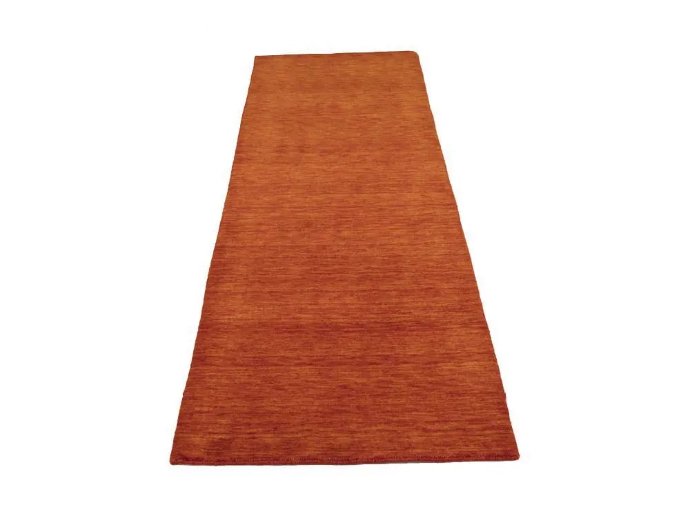 Orange Red Modern Solid 3X8 Gabbeh Oriental Runner Rug - 7