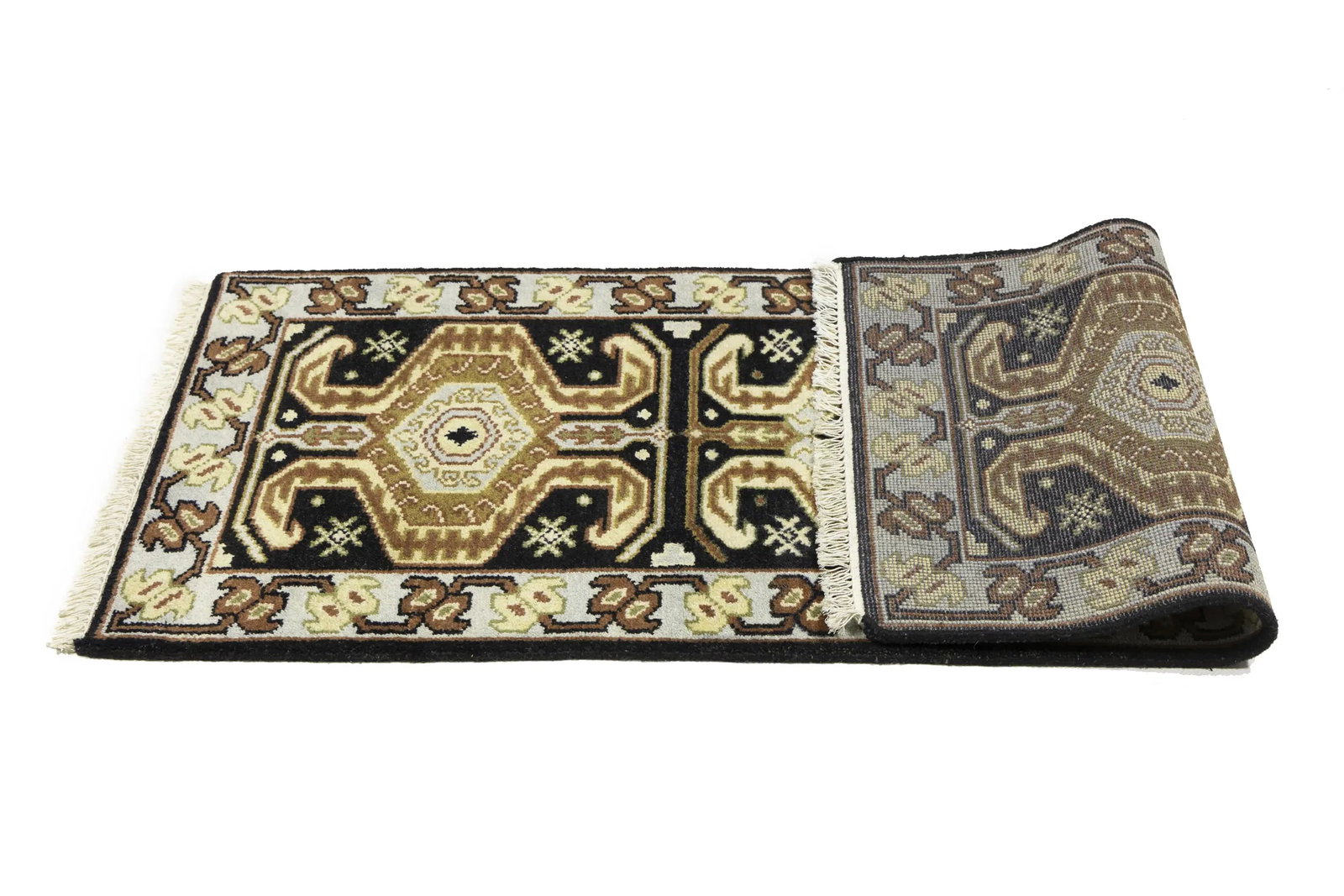 Charcoal Geometric Tribal 3X6 Serapi Oriental Rug - 13