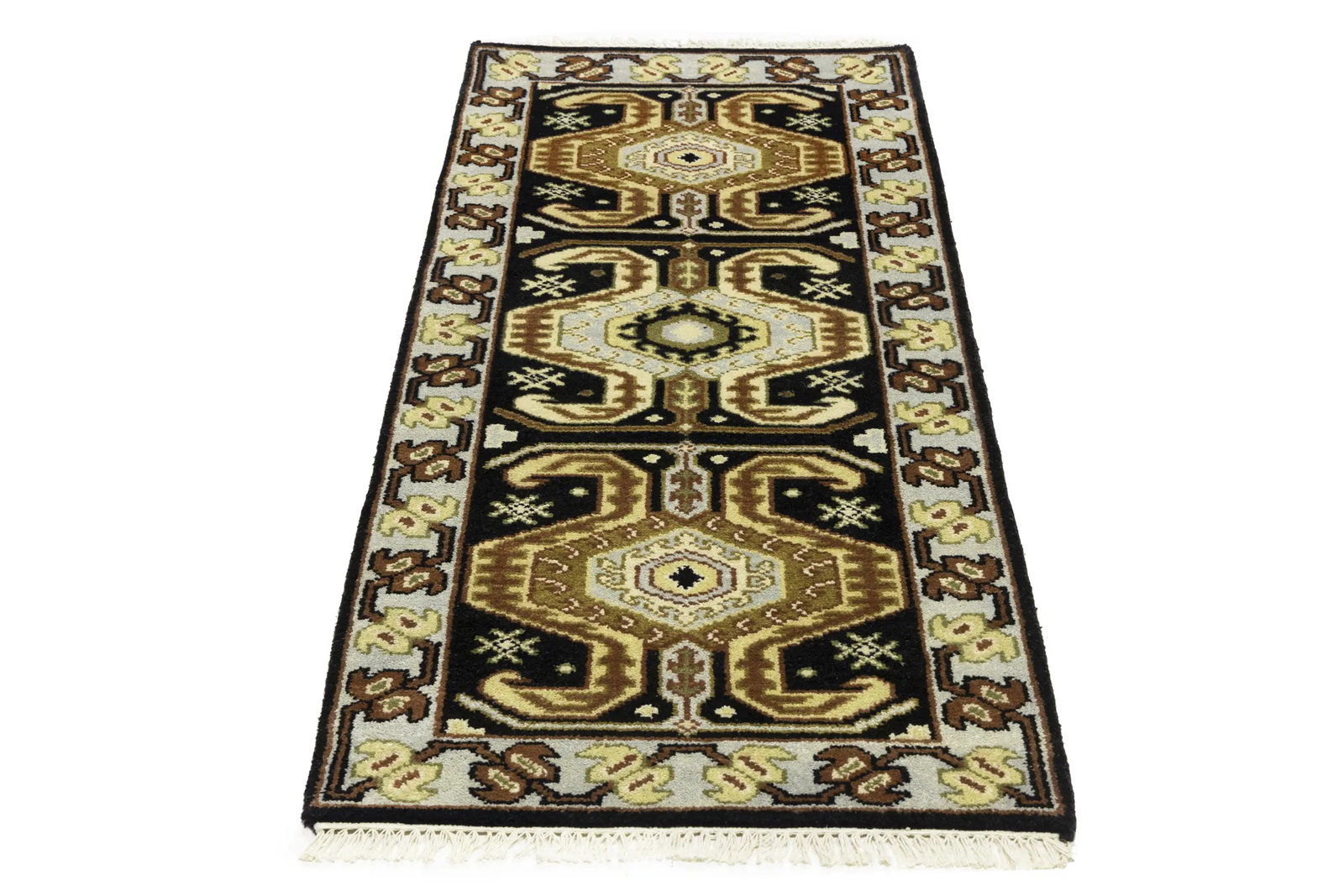 Charcoal Geometric Tribal 3X6 Serapi Oriental Rug - 3
