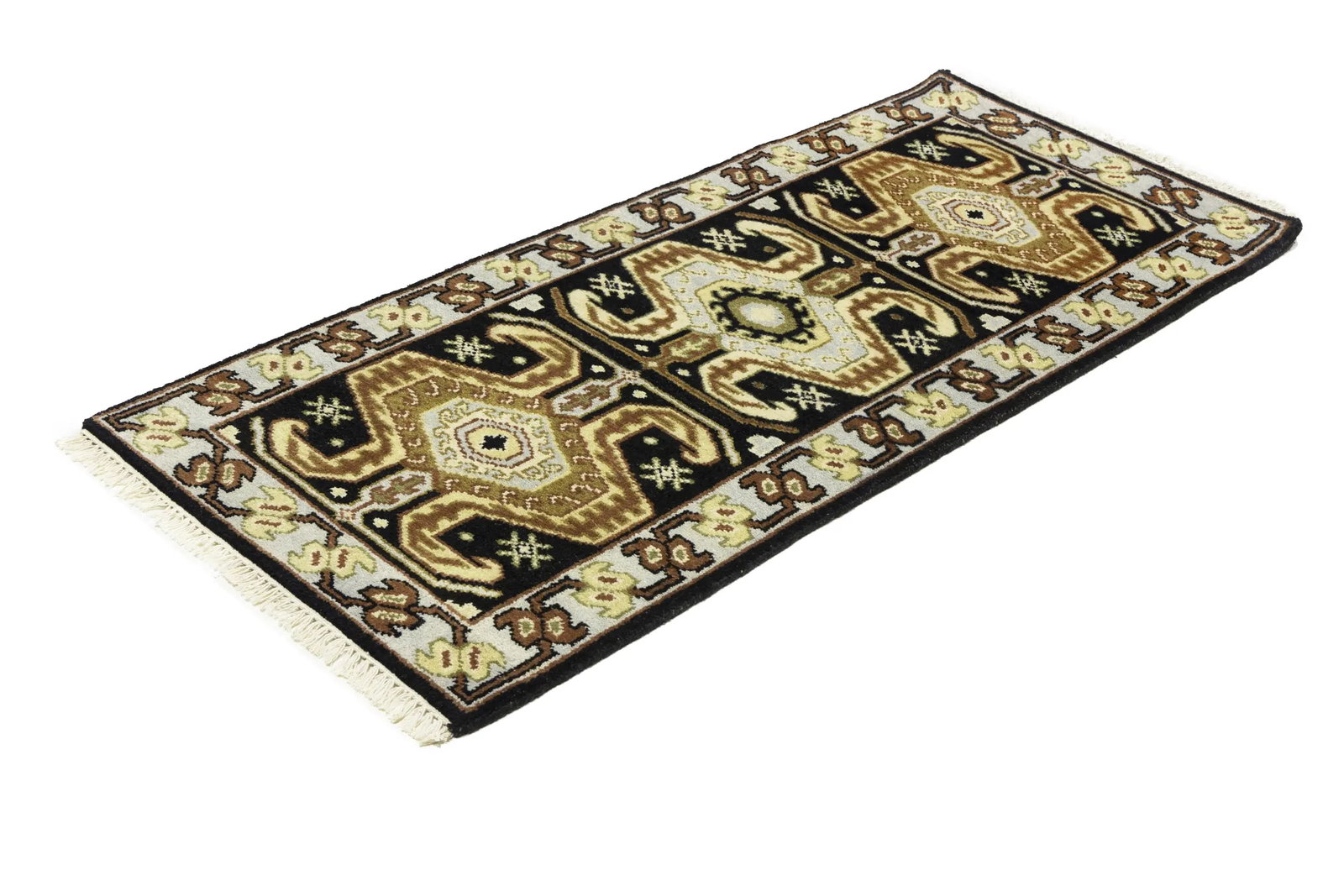 Charcoal Geometric Tribal 3X6 Serapi Oriental Rug - 4