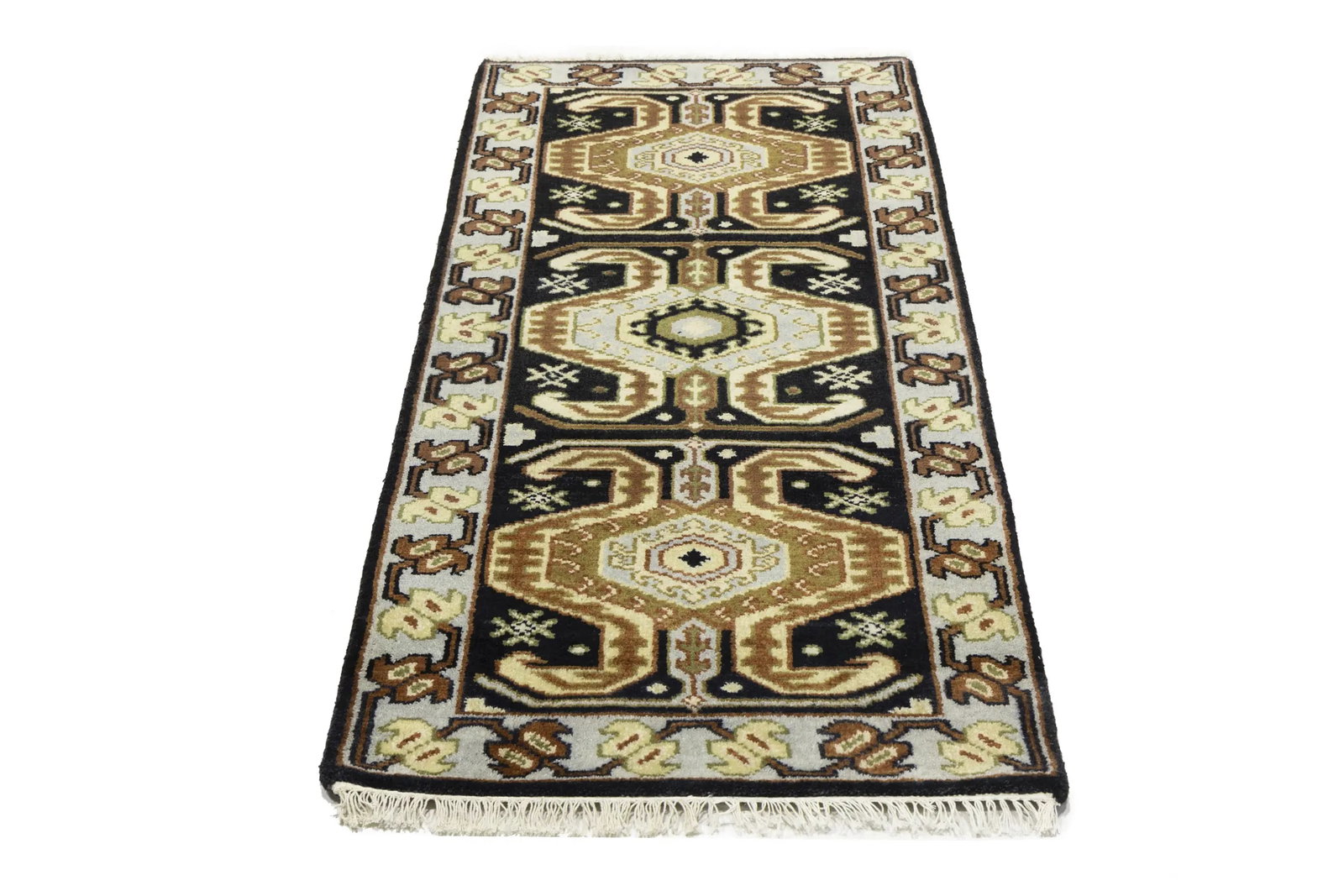 Charcoal Geometric Tribal 3X6 Serapi Oriental Rug - 5