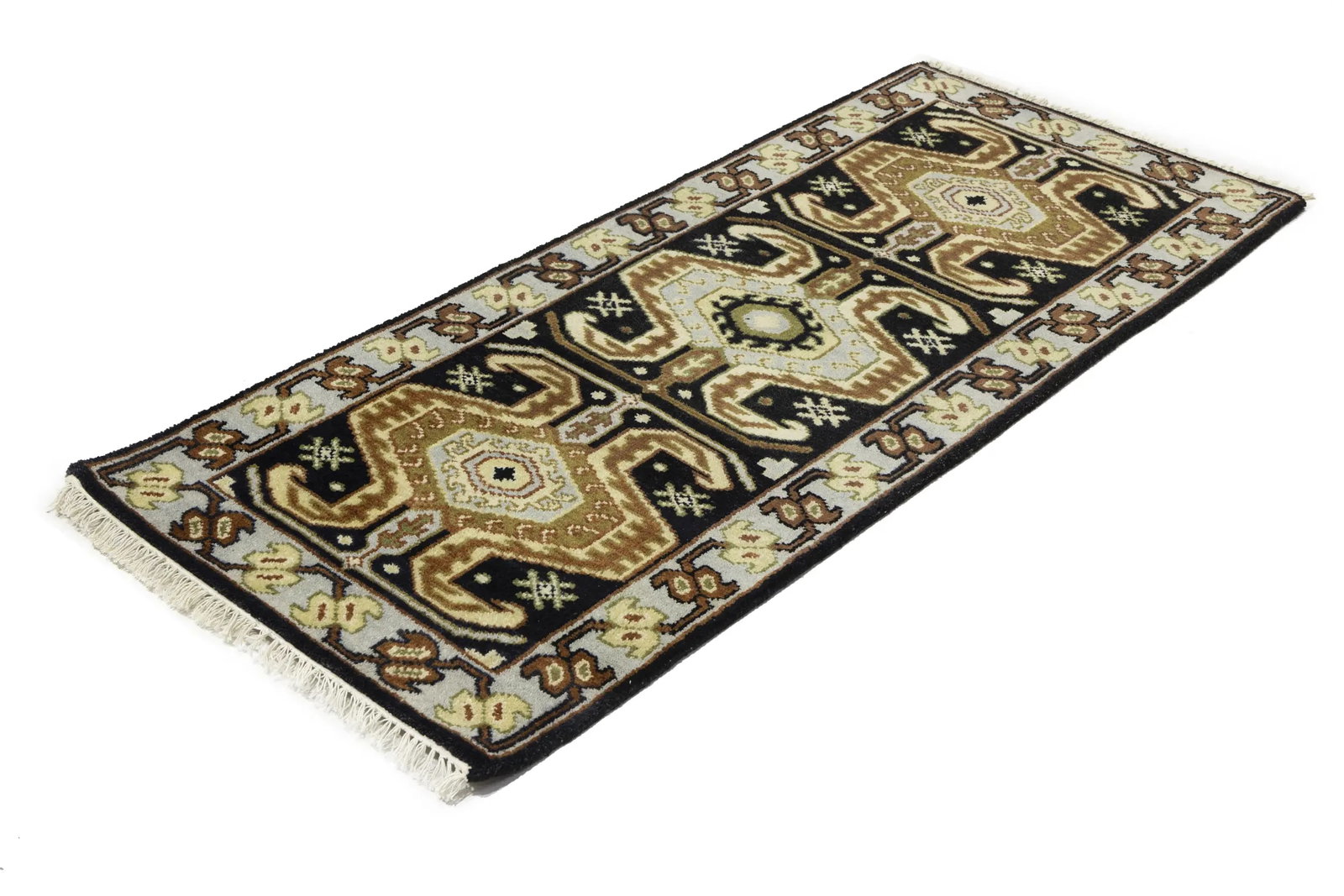 Charcoal Geometric Tribal 3X6 Serapi Oriental Rug - 6