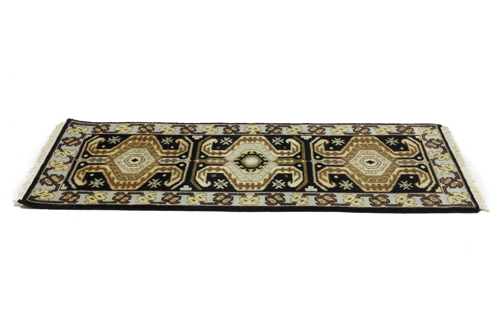Charcoal Geometric Tribal 3X6 Serapi Oriental Rug - 7