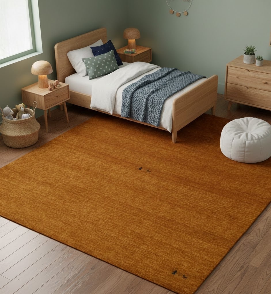 Orange Modern Solid 8X8 Gabbeh Oriental Square Rug - 2