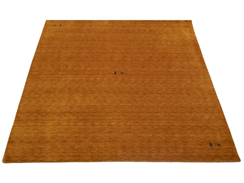 Orange Modern Solid 8X8 Gabbeh Oriental Square Rug - 3