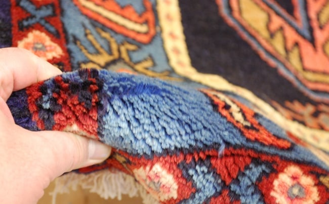 OLD,ANTIQUE CAUCASIAN LANKORAN KAZAK DESIGN CAUCASIAN RUG 4' 1" x 11' KORK WOOL - 10