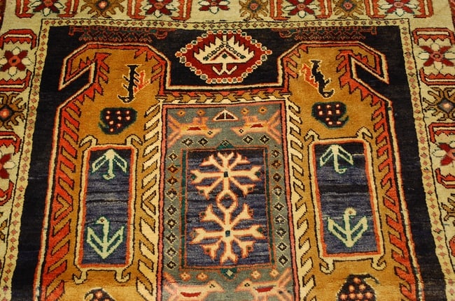 OLD,ANTIQUE CAUCASIAN LANKORAN KAZAK DESIGN CAUCASIAN RUG 4' 1" x 11' KORK WOOL - 6