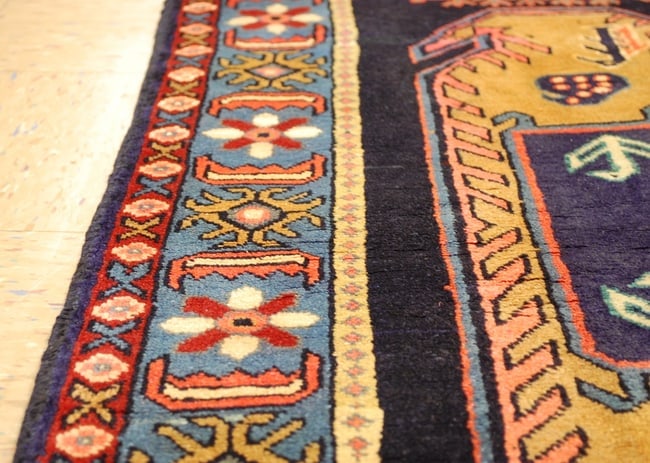 OLD,ANTIQUE CAUCASIAN LANKORAN KAZAK DESIGN CAUCASIAN RUG 4' 1" x 11' KORK WOOL - 8