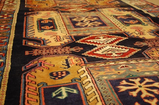 OLD,ANTIQUE CAUCASIAN LANKORAN KAZAK DESIGN CAUCASIAN RUG 4' 1" x 11' KORK WOOL - 9