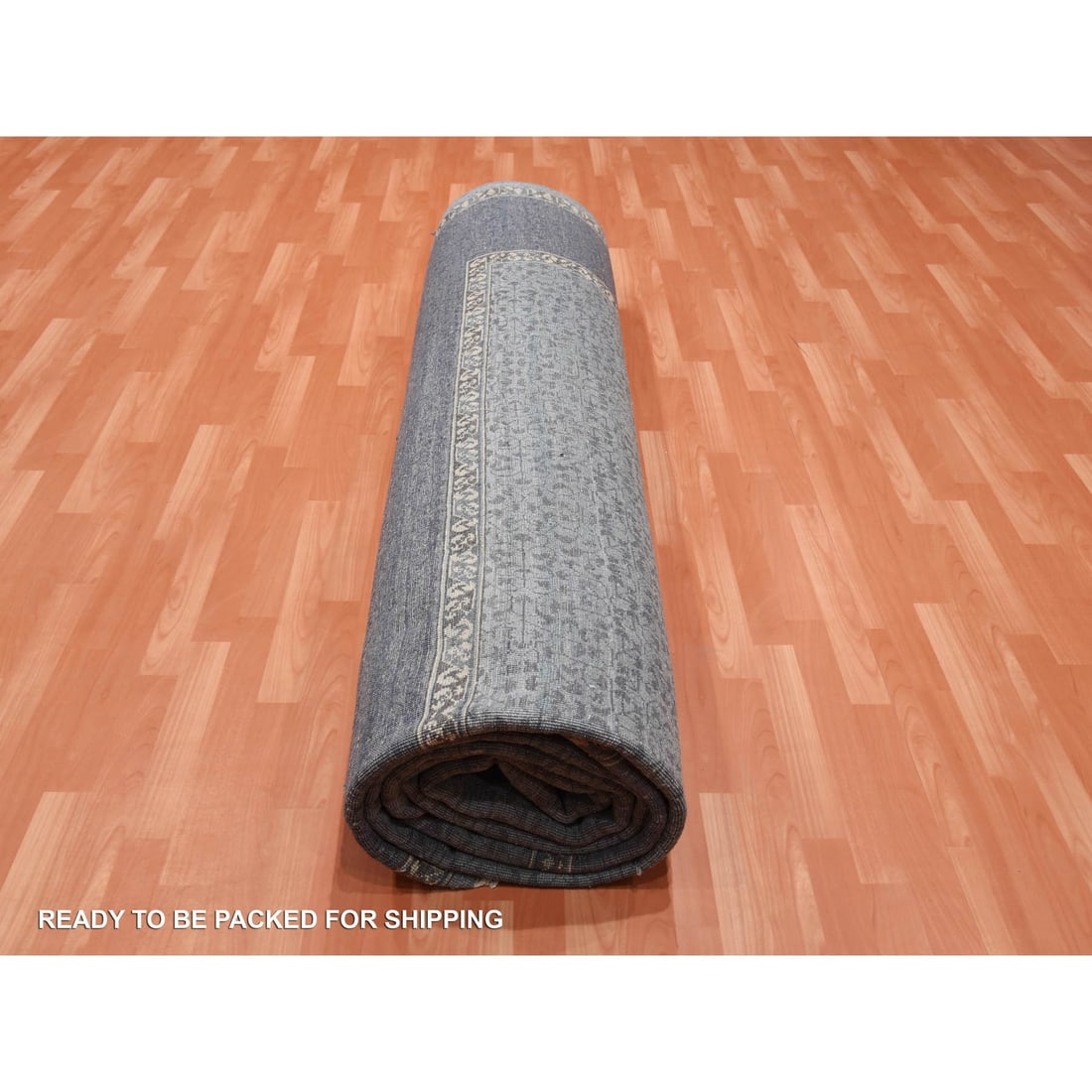 Blue, Hand Knotted Modern Design, Pure Wool Oversized Oriental Rug - 10