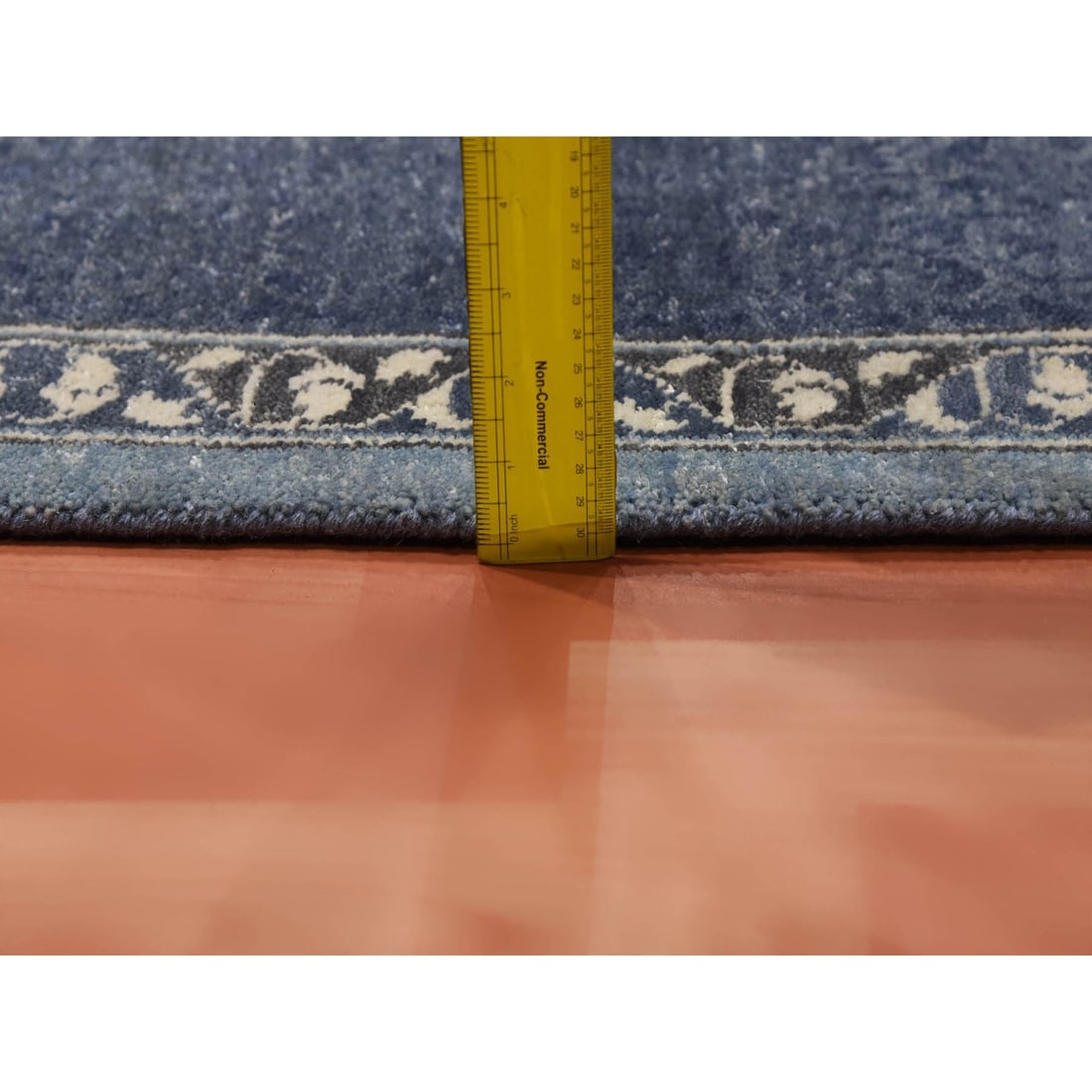 Blue, Hand Knotted Modern Design, Pure Wool Oversized Oriental Rug - 11