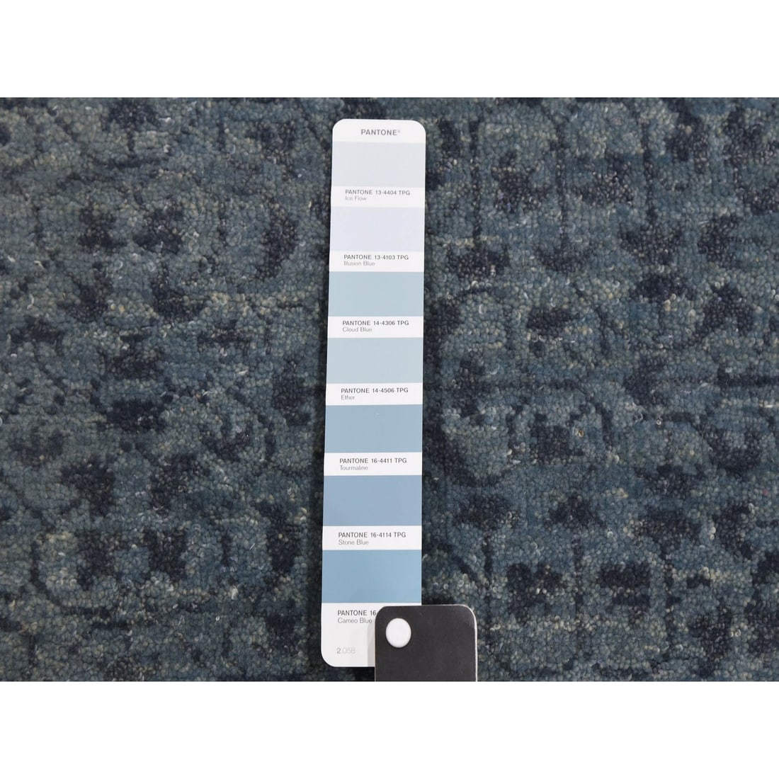 Blue, Hand Knotted Modern Design, Pure Wool Oversized Oriental Rug - 8
