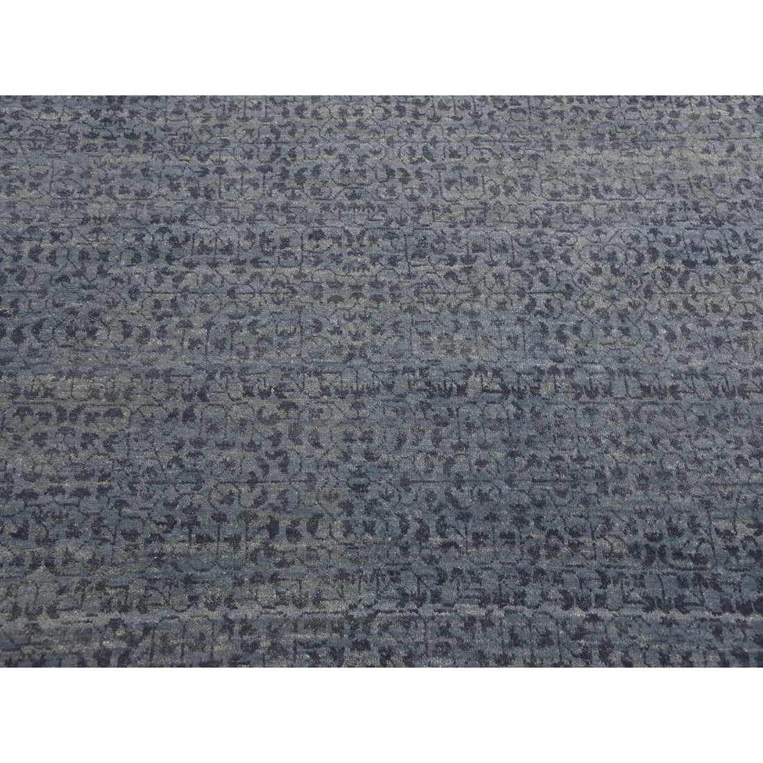 Blue, Hand Knotted Modern Design, Pure Wool Oversized Oriental Rug - 9