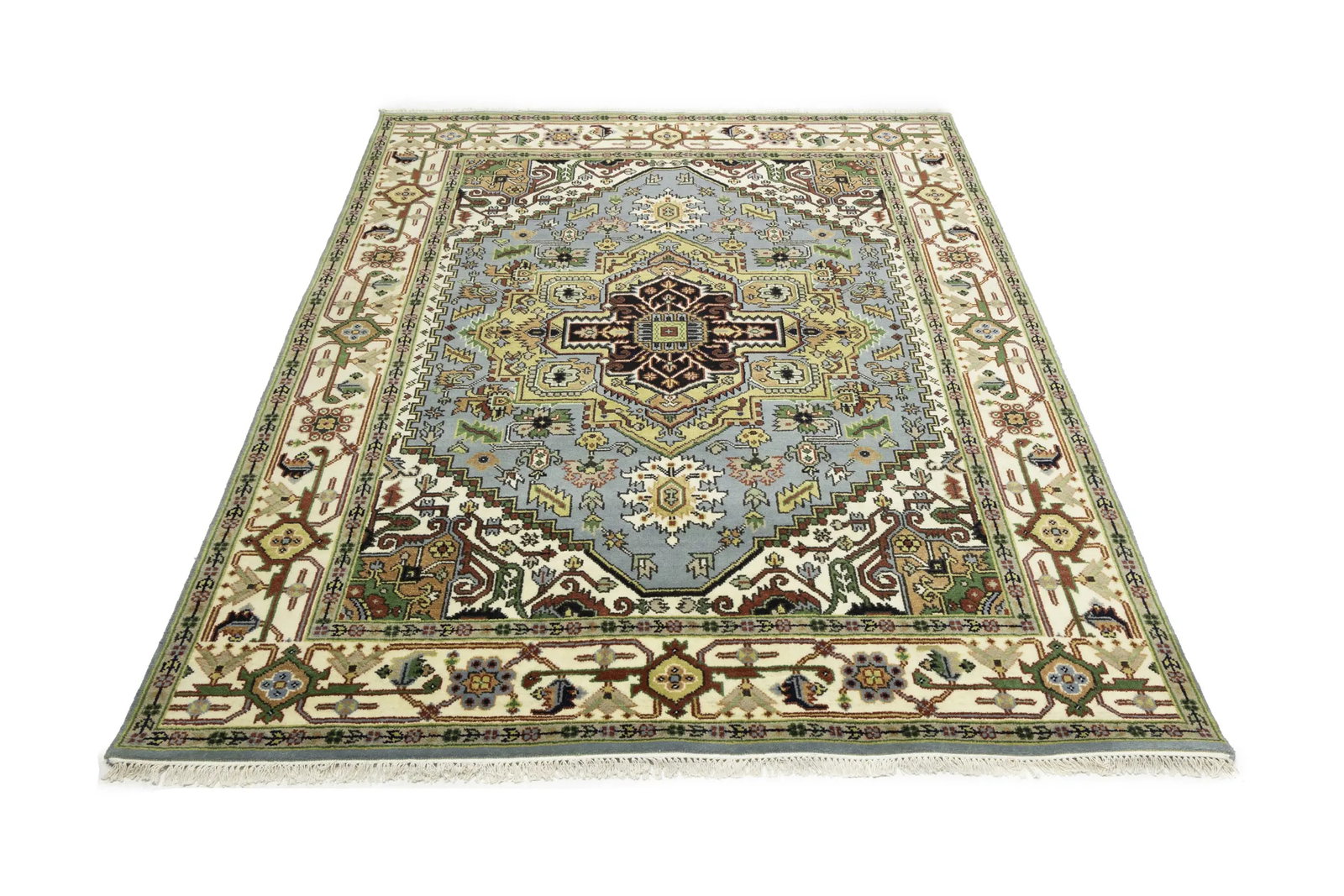 Light Gray Geometric 8X10 Heriz Serapi Oriental Rug - 5