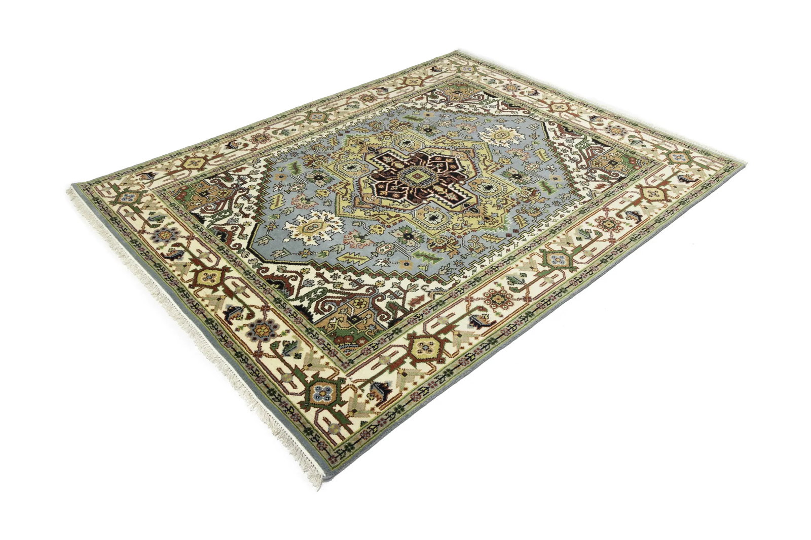 Light Gray Geometric 8X10 Heriz Serapi Oriental Rug - 6