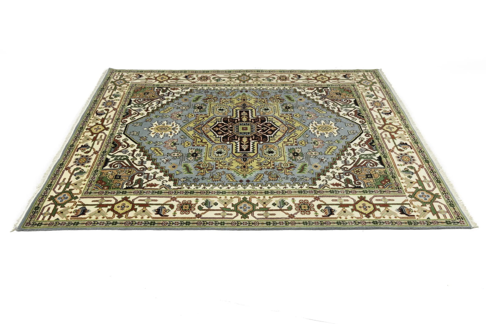 Light Gray Geometric 8X10 Heriz Serapi Oriental Rug - 7