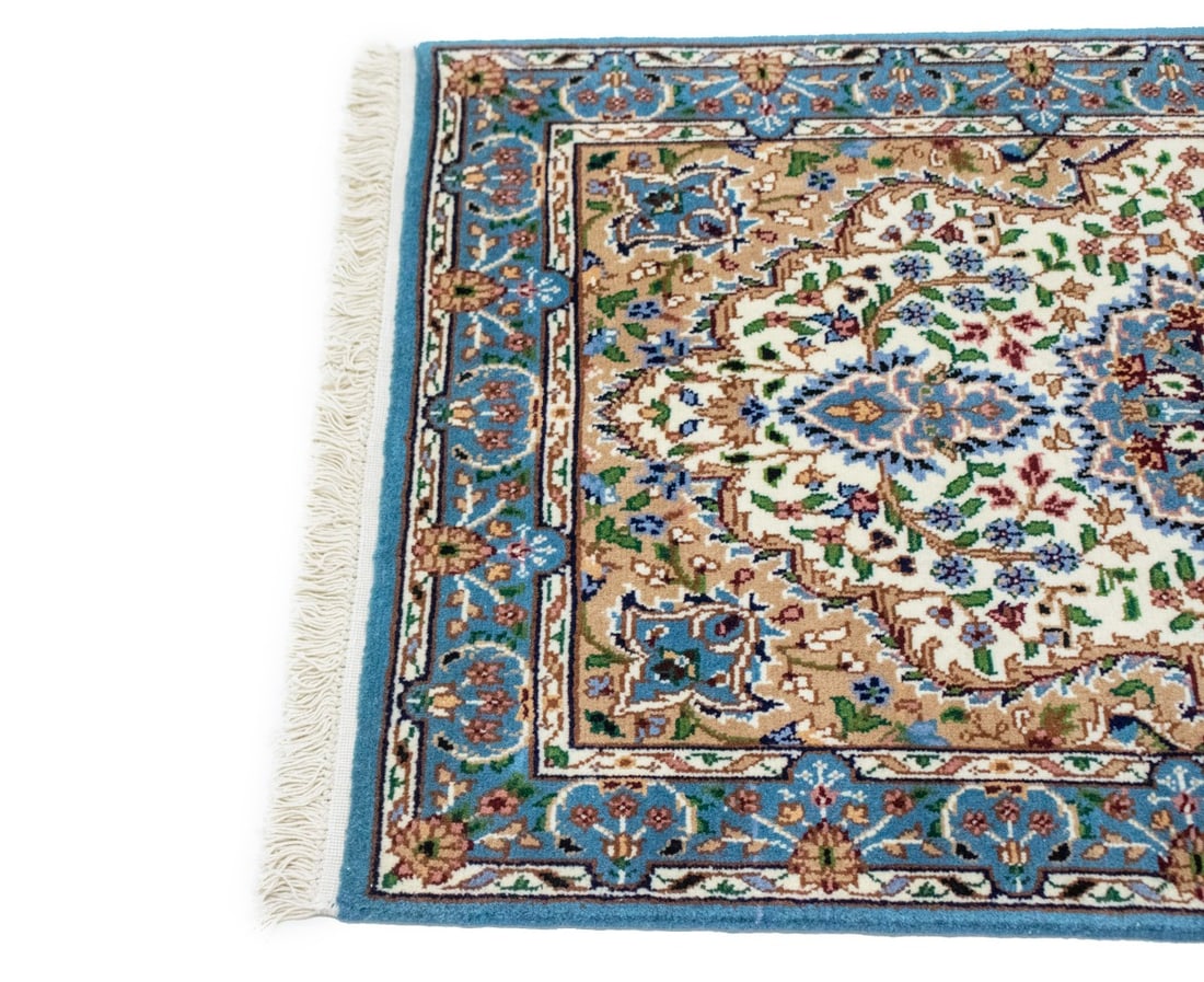 Cream Floral Kirman 3X4 Oriental Rug - 10