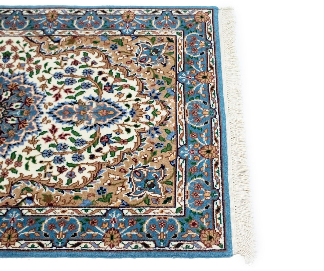 Cream Floral Kirman 3X4 Oriental Rug - 11