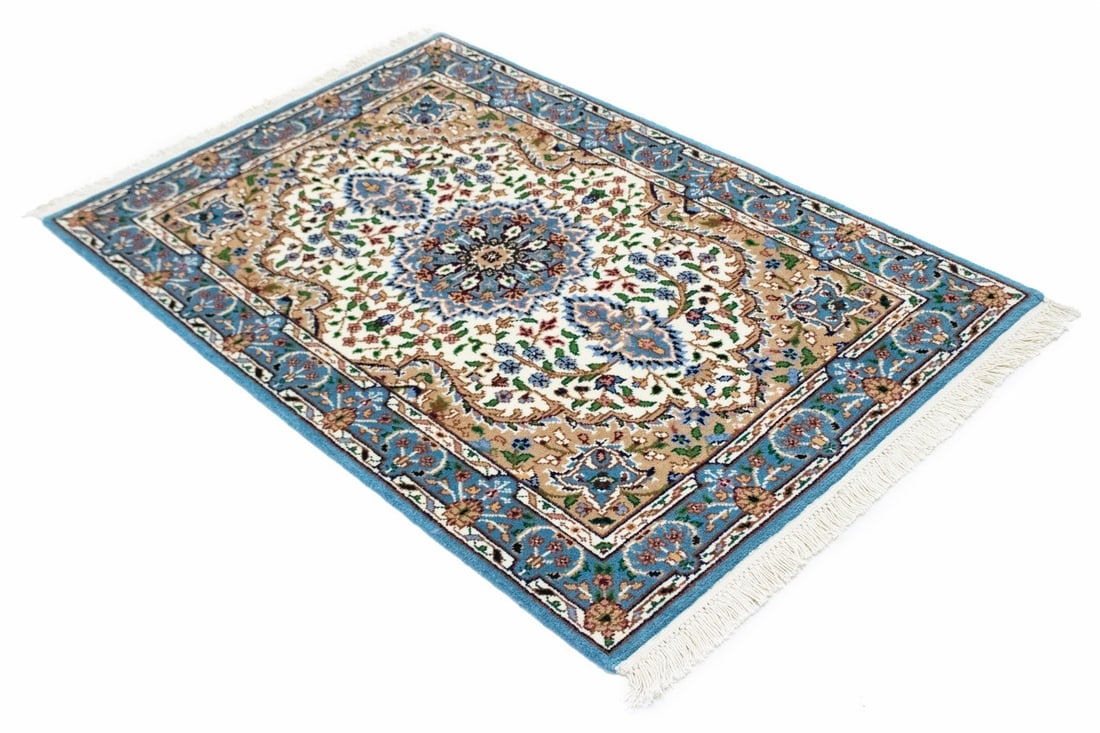 Cream Floral Kirman 3X4 Oriental Rug - 12