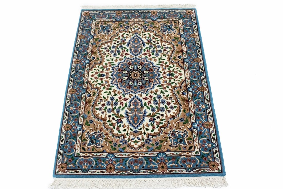 Cream Floral Kirman 3X4 Oriental Rug - 13