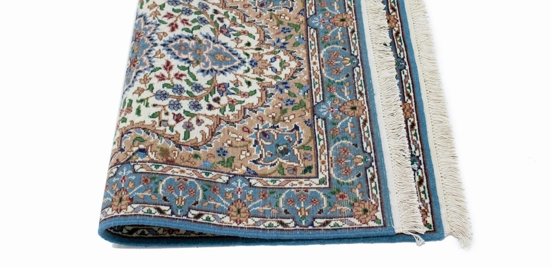 Cream Floral Kirman 3X4 Oriental Rug - 14