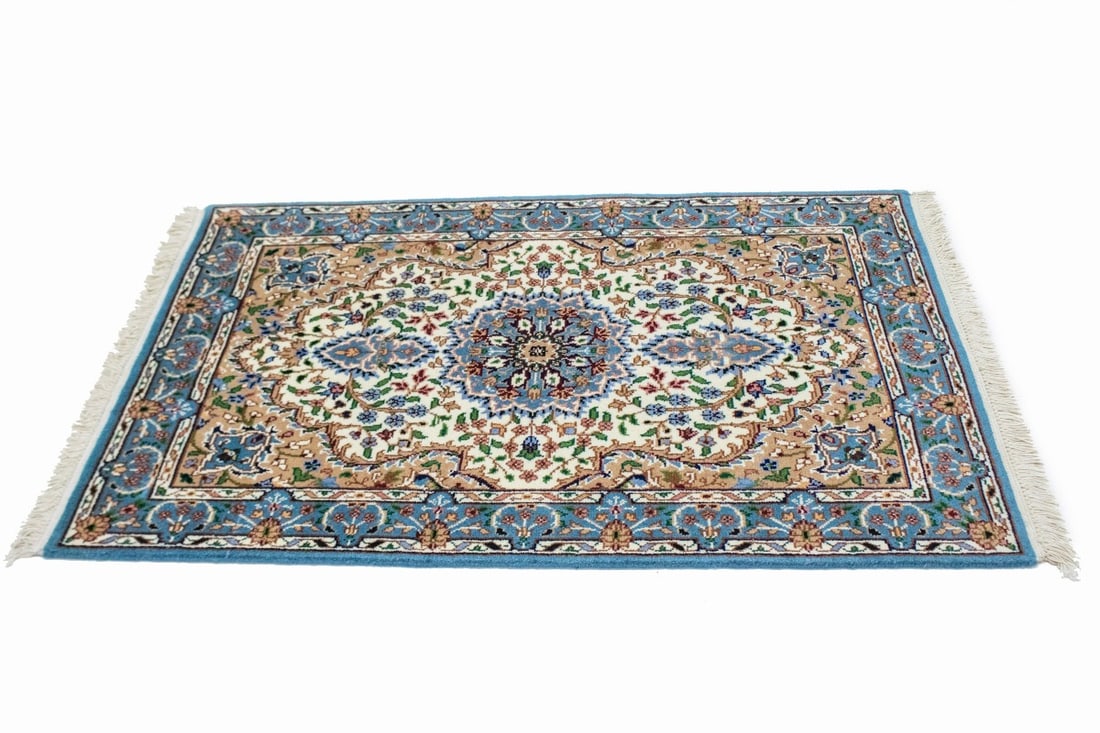 Cream Floral Kirman 3X4 Oriental Rug - 5