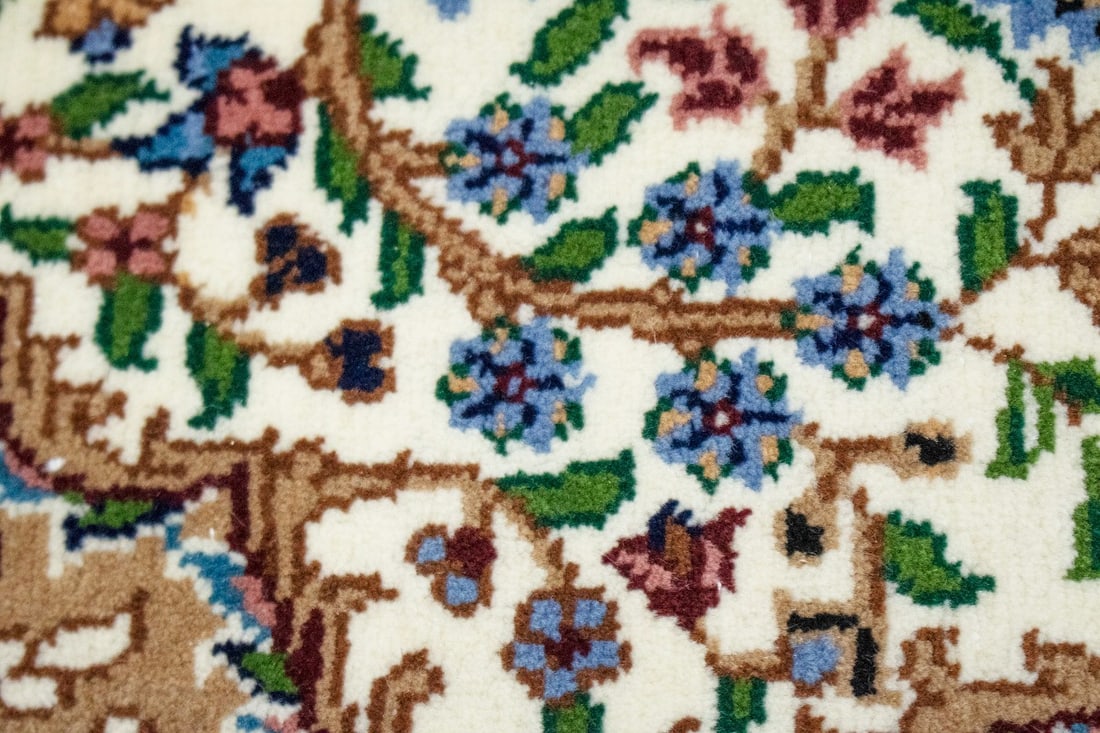 Cream Floral Kirman 3X4 Oriental Rug - 8